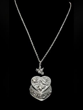 Vtg. Pewter Heart 4in1 Trinket Box by Torino